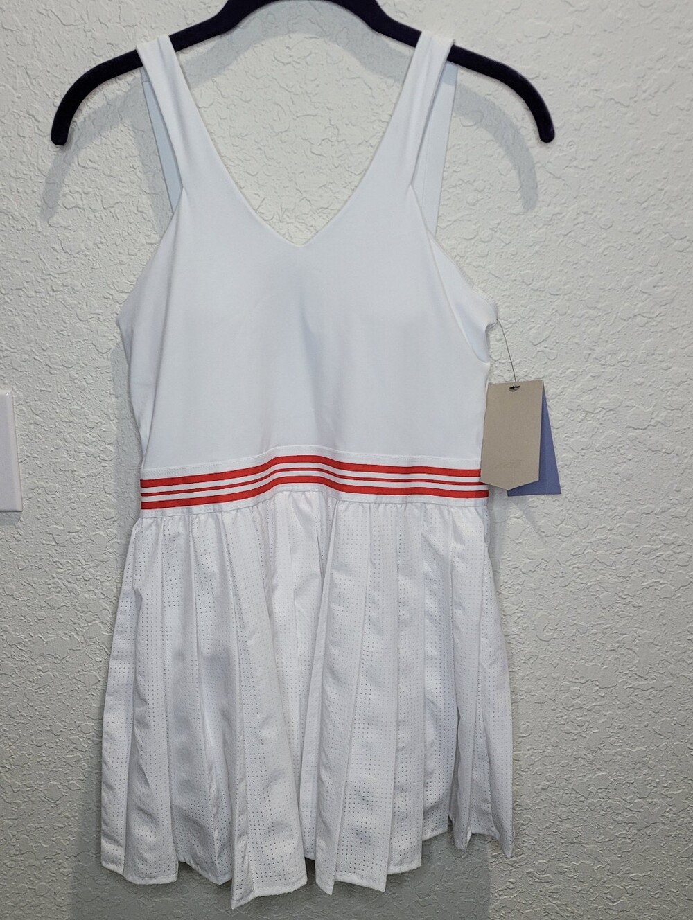 Avia White Tennis Dress with Red Striped Waistband